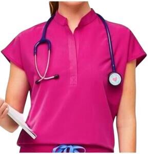 FIGS Women's XXS Raspberry Sorbet Rafaela Oversized Short Sleeve Scrub Top